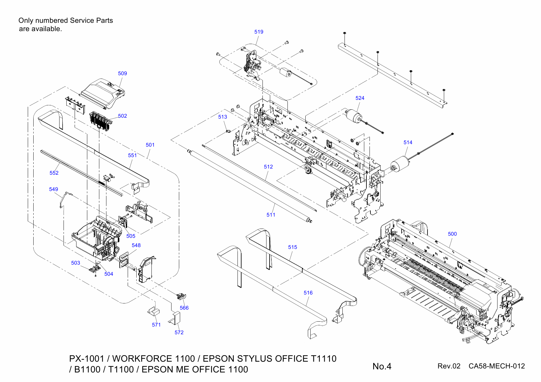 EPSON StylusOffice T1110 T1100 B1100 MEOffice-1100 Parts Manual-5